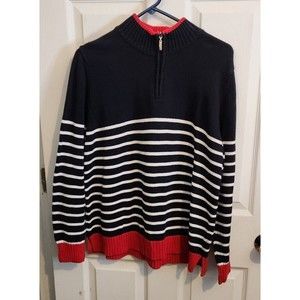 Tabi International Nautical Women Navy Stripes Sweater Sz XL Cotton Long Sleeve